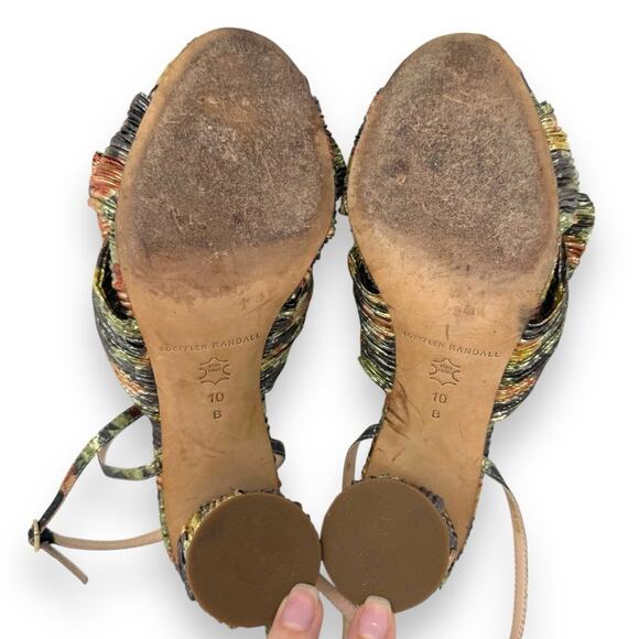 Loeffler Randall Camellia Knot Ankle Strap Sandals Pleat Knot Dark Floral 10 - Picture 9 of 11